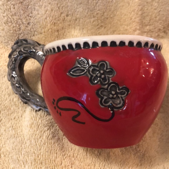 Blue Sky Ceramics Heather Goldminc Coffee Cup Mug Embossed Dragon Vine Handle - Picture 2 of 4